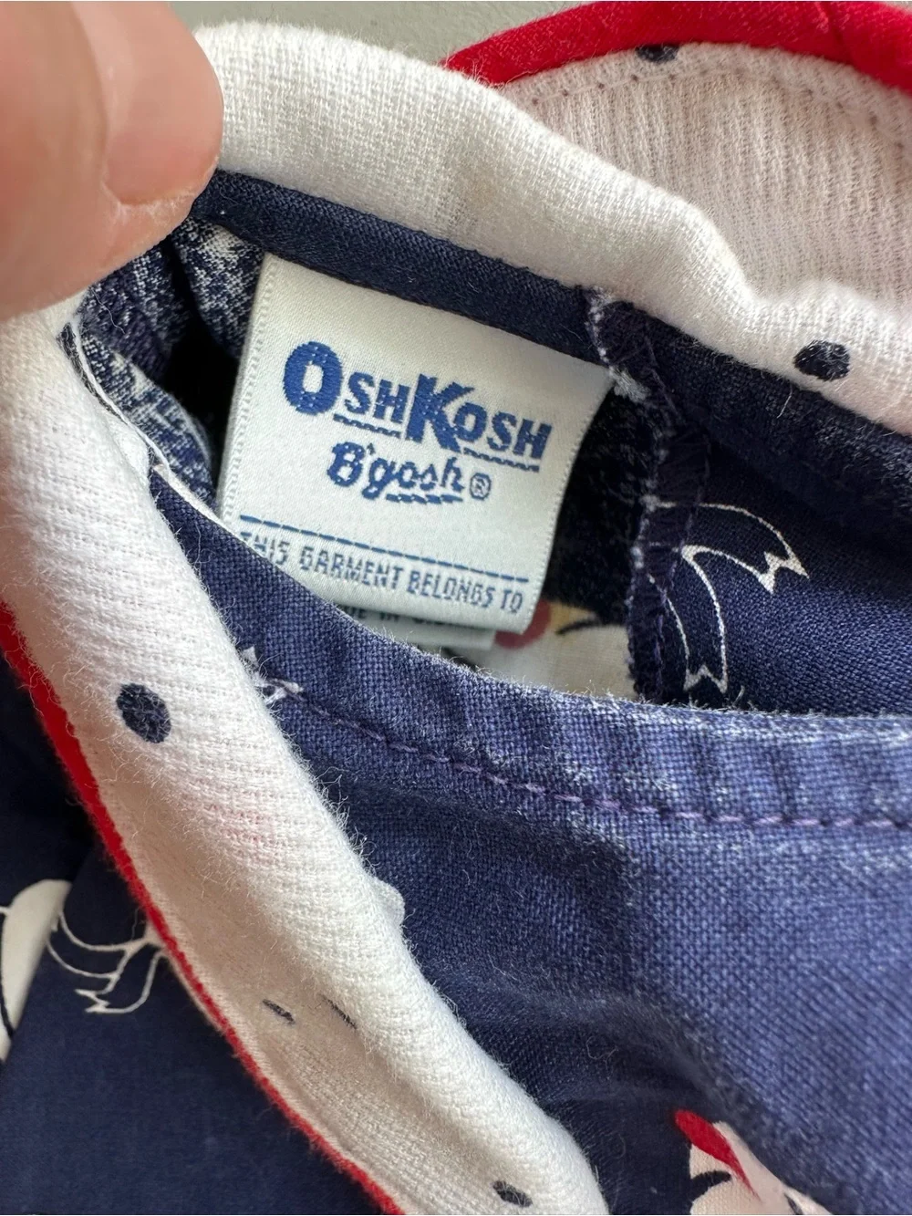 Vintage OshKosh Sailor Beret Hat Girls Dress 3T USA Red White Blue Cotton Bow